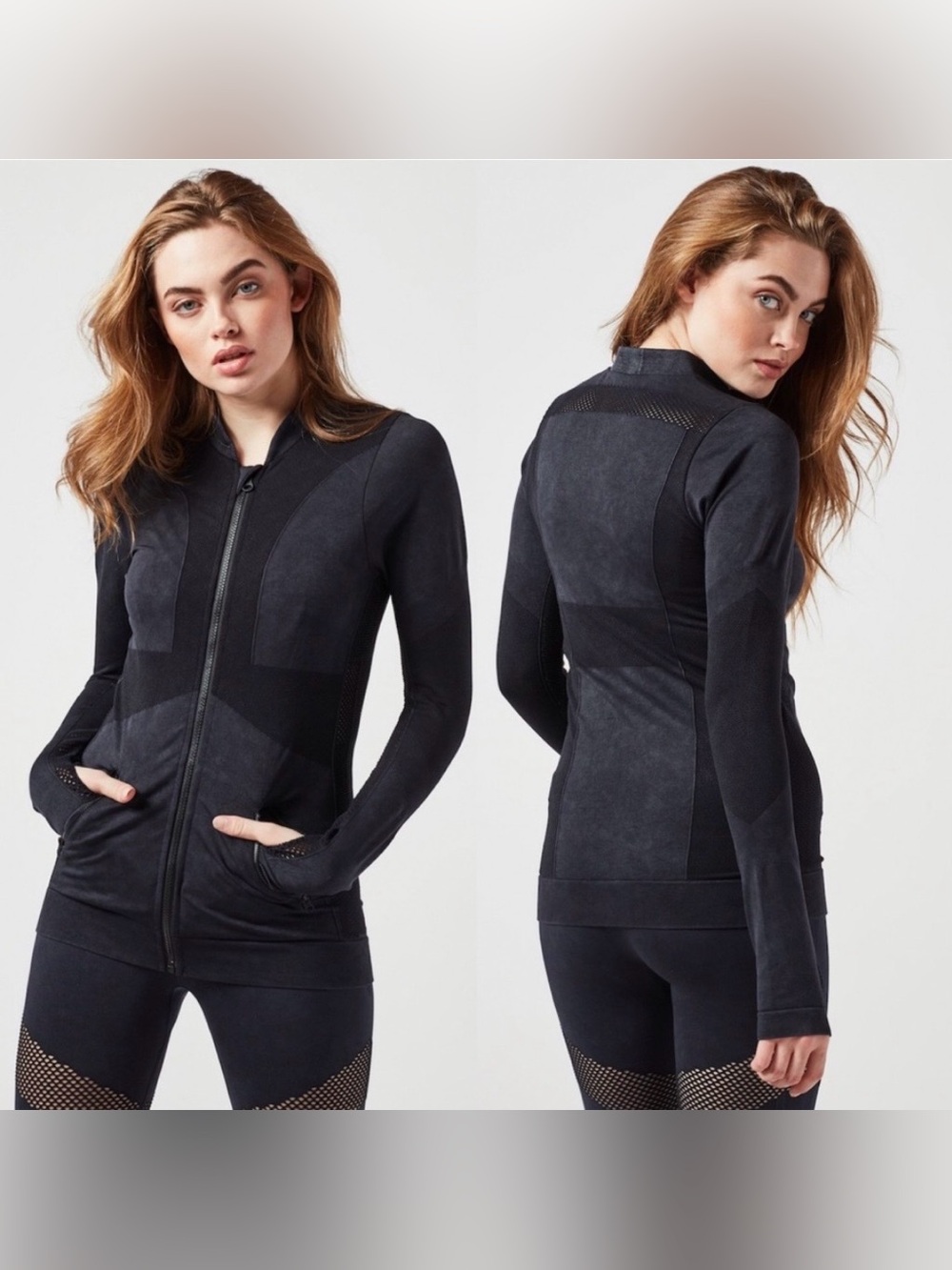 Blac Noir Black Athletic Moto Zip Front Jacket